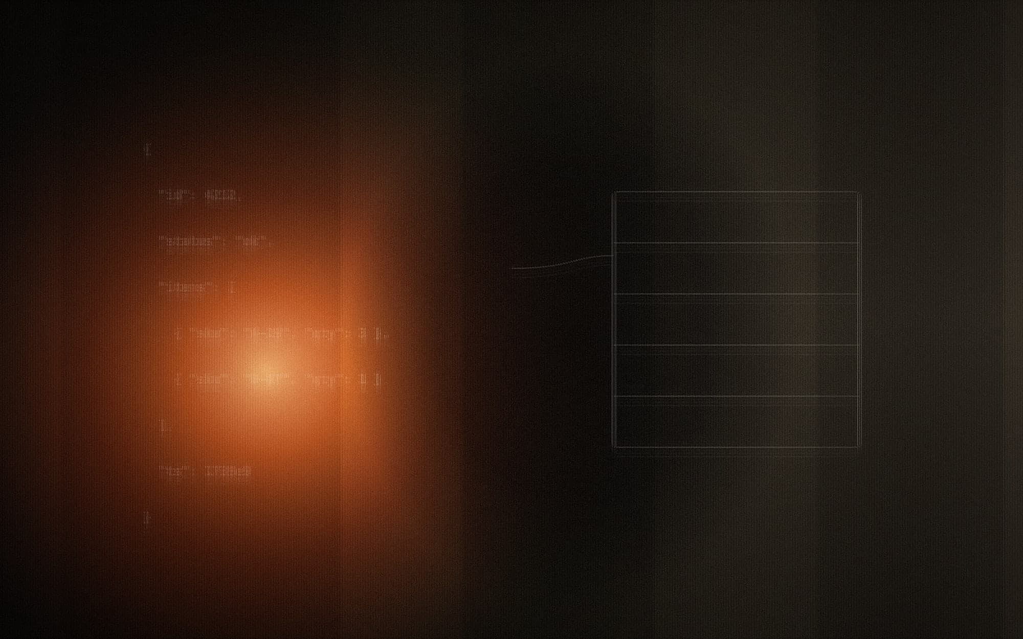 A dark developer scene — a terminal / API client showing structured JSON beside a Postgres schema diagram; typed data flowing.